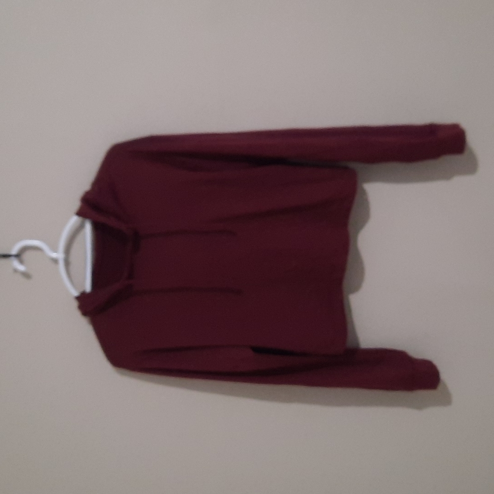 Maroon, crop, floral design hoodie